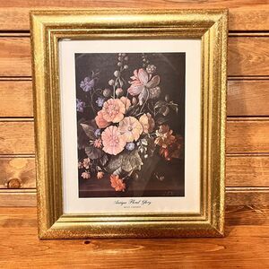 Framed Print Artwork Antique Floral Glory Signed RFK Framed Home Art Decor